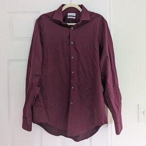 Burgundy Calvin Klein Men's Dress Shirt